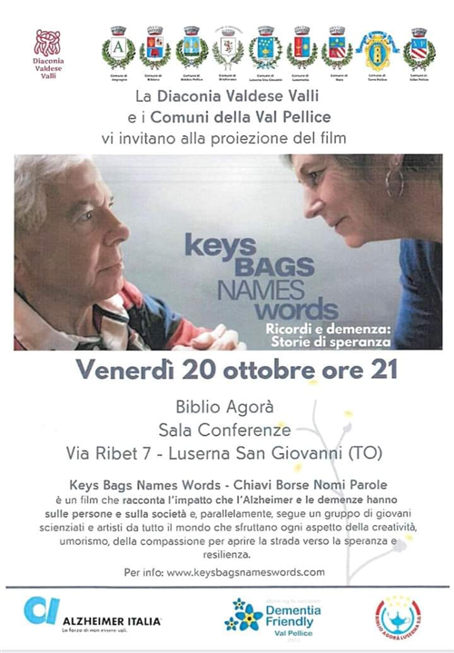 Proiezione film " Key bags names words Ricordi e demenza: storie di speranza"