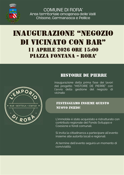 Inaugurazione negozio di vicinato con bar